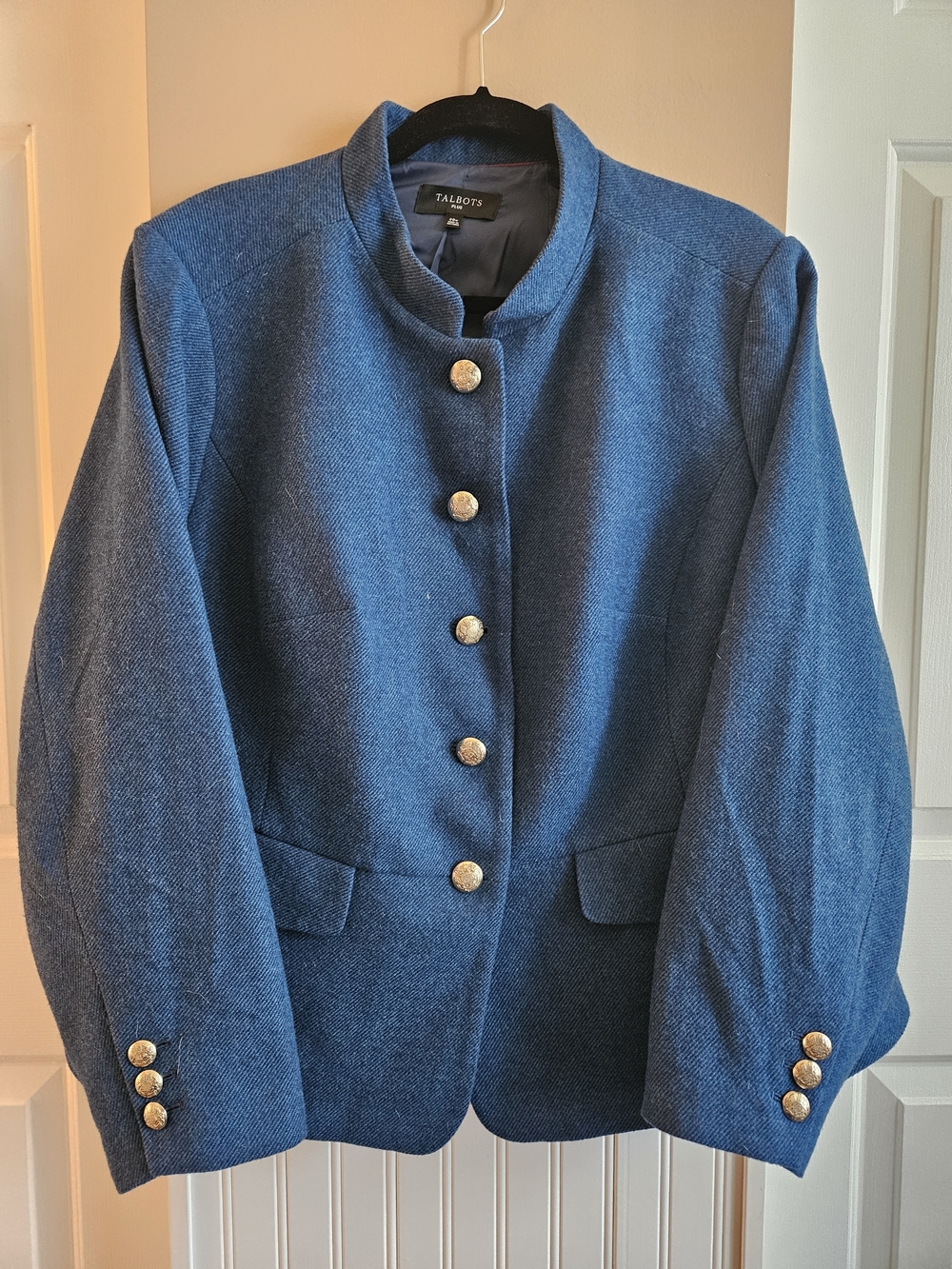 Talbots Women's Blue Button-Front Structured Jacket